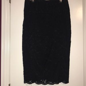 Black laced pencil skirt